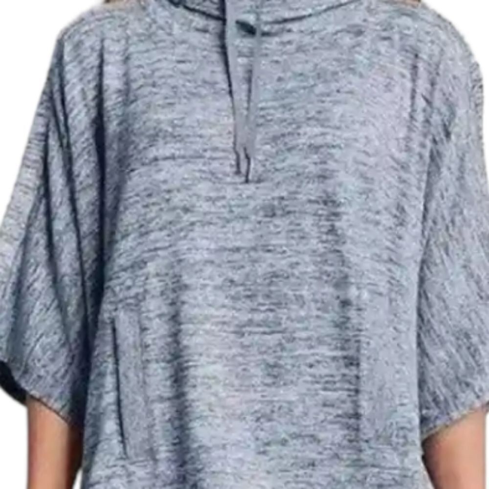 Athleta Marled Gray Hoodie Blissful Poncho Size Small - Picture 5 of 9